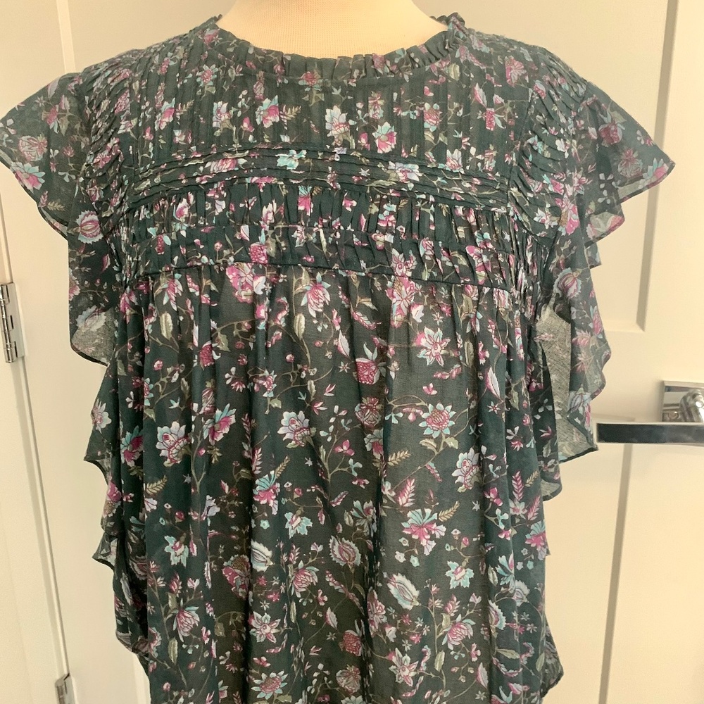 Isabel Marant Etoile Layona ruffled floral-print cotton-voile top